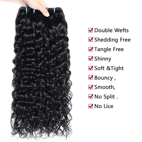 Higher Grade Raw Water Wave  Hair One Donor Hair Weave Bundles Extension Tape in Clip Ins Wigs Curly Hair Extensions
