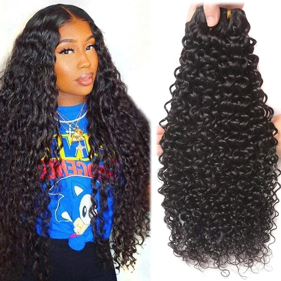 Human Hair Bundles Brazilian Hair Weave Bundles Remy Hair Extensions Deep Curly Water Wave Bundles 30 Inches