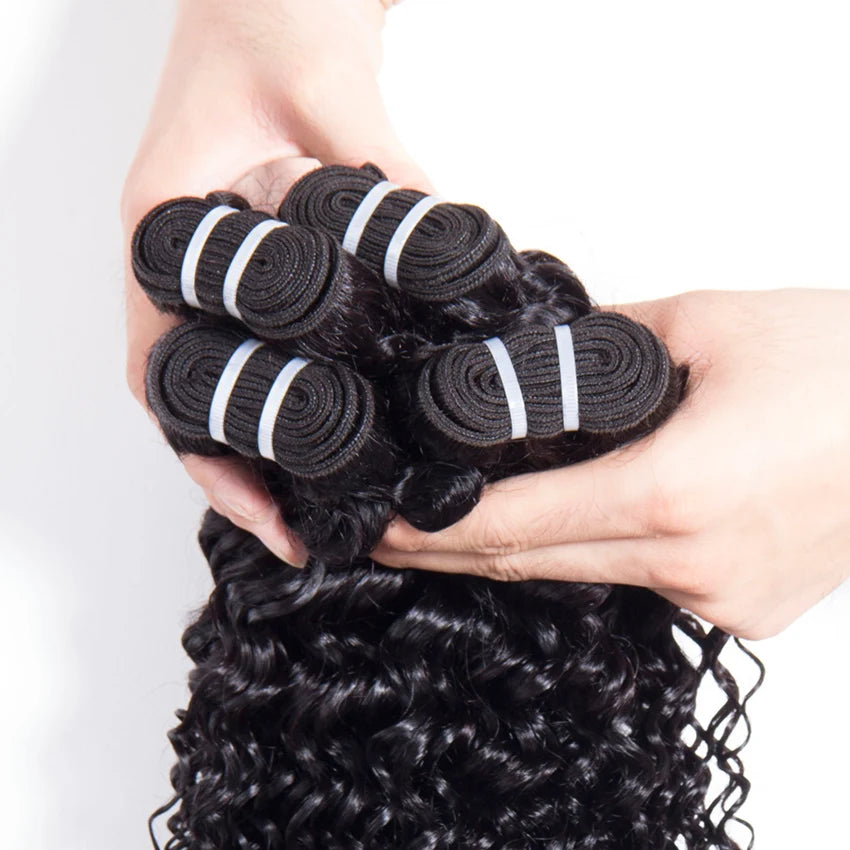 Human Hair Bundles Brazilian Hair Weave Bundles Remy Hair Extensions Deep Curly Water Wave Bundles 30 Inches