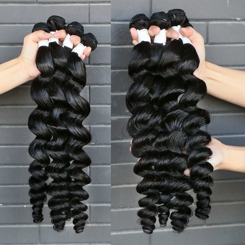 Links Brazilian Remy Human Hair Weave Bundles Loose Wave Bundles Natural Color 28 30 32 34 40 Inch Wavy Hair Extensions