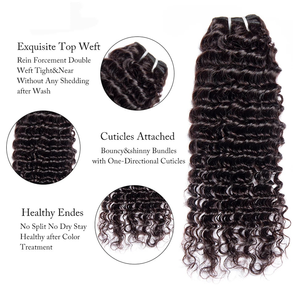 Human Hair Bundles Brazilian Hair Weave Bundles Remy Hair Extensions Deep Curly Water Wave Bundles 30 Inches