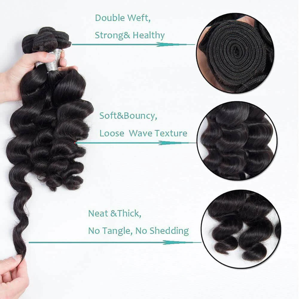 Links Brazilian Remy Human Hair Weave Bundles Loose Wave Bundles Natural Color 28 30 32 34 40 Inch Wavy Hair Extensions