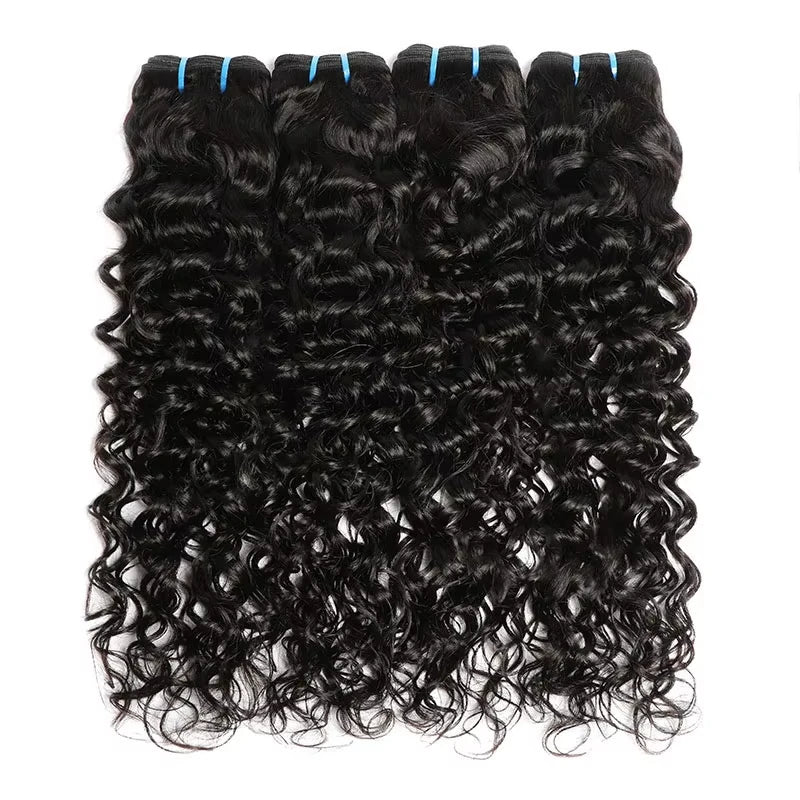 Higher Grade Raw Water Wave  Hair One Donor Hair Weave Bundles Extension Tape in Clip Ins Wigs Curly Hair Extensions